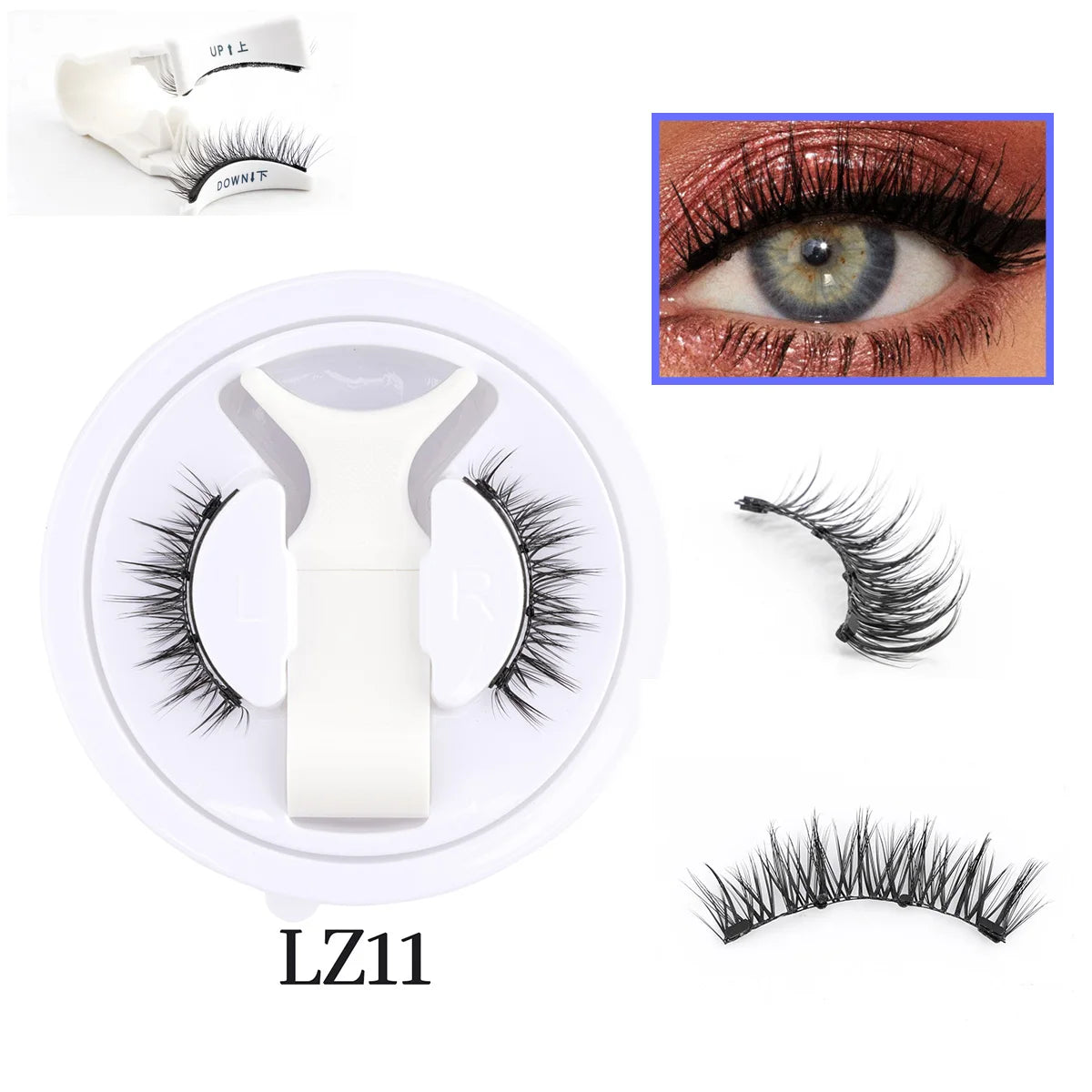 1 Pair Magnetic Eyelashes Set Reusable Easy to Use Eyelash Extension Tools Natural Curler False Eyelashes with Magnetic Tweezers