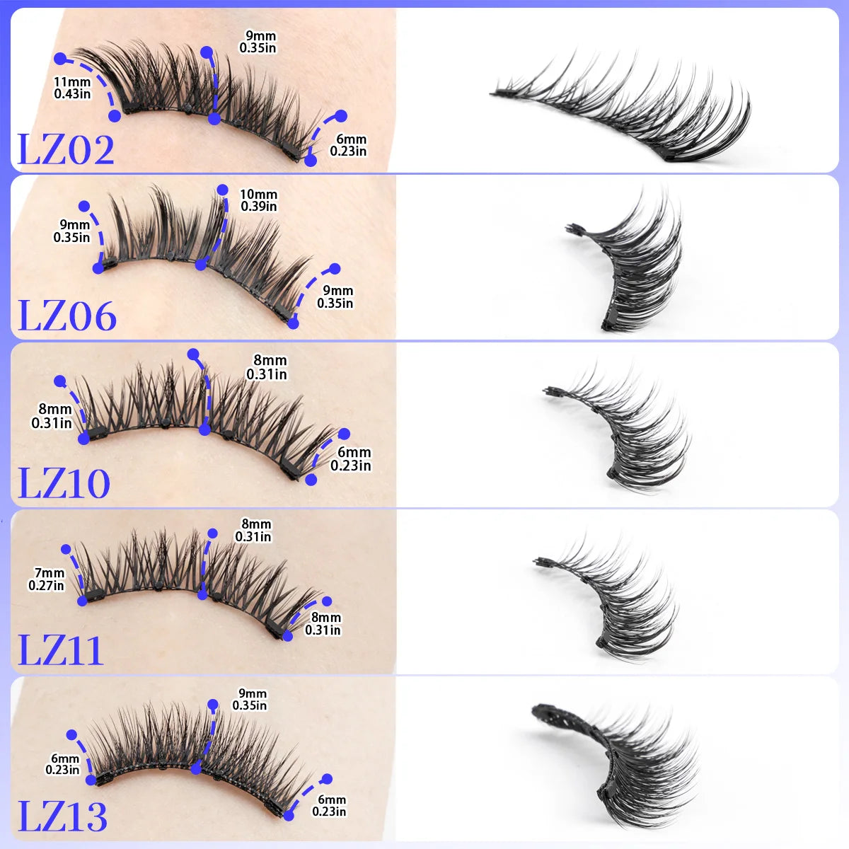 1 Pair Magnetic Eyelashes Set Reusable Easy to Use Eyelash Extension Tools Natural Curler False Eyelashes with Magnetic Tweezers