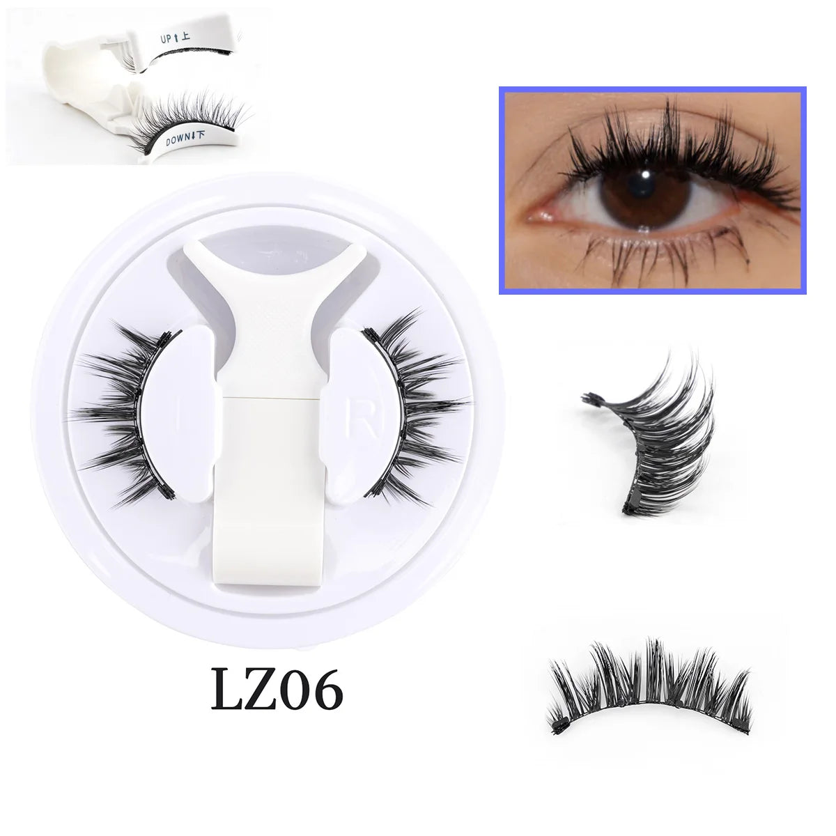 1 Pair Magnetic Eyelashes Set Reusable Easy to Use Eyelash Extension Tools Natural Curler False Eyelashes with Magnetic Tweezers