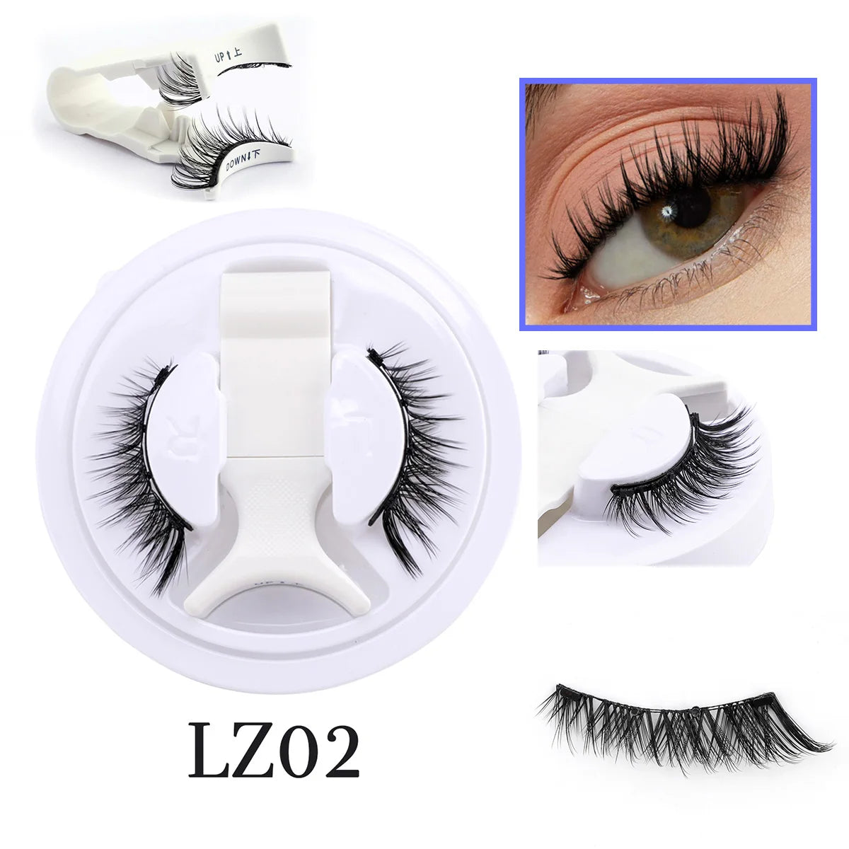 1 Pair Magnetic Eyelashes Set Reusable Easy to Use Eyelash Extension Tools Natural Curler False Eyelashes with Magnetic Tweezers