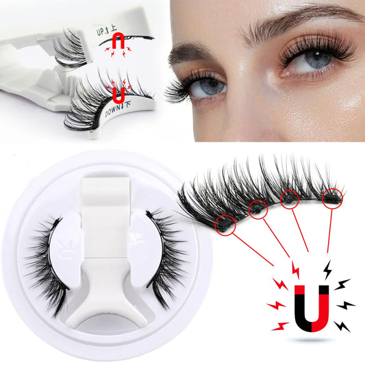 1 Pair Magnetic Eyelashes Set Reusable Easy to Use Eyelash Extension Tools Natural Curler False Eyelashes with Magnetic Tweezers